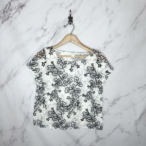 Anthro Meadow Rue Floral Lace Sheer Blouse Top